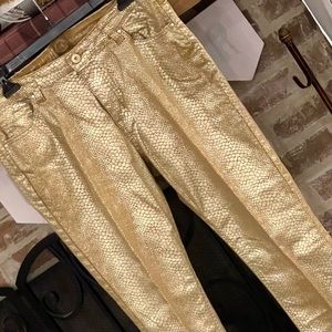 ETHYL CLASSIC-GOLD SNAKE EMBOSSED JEANS-SIZE 14